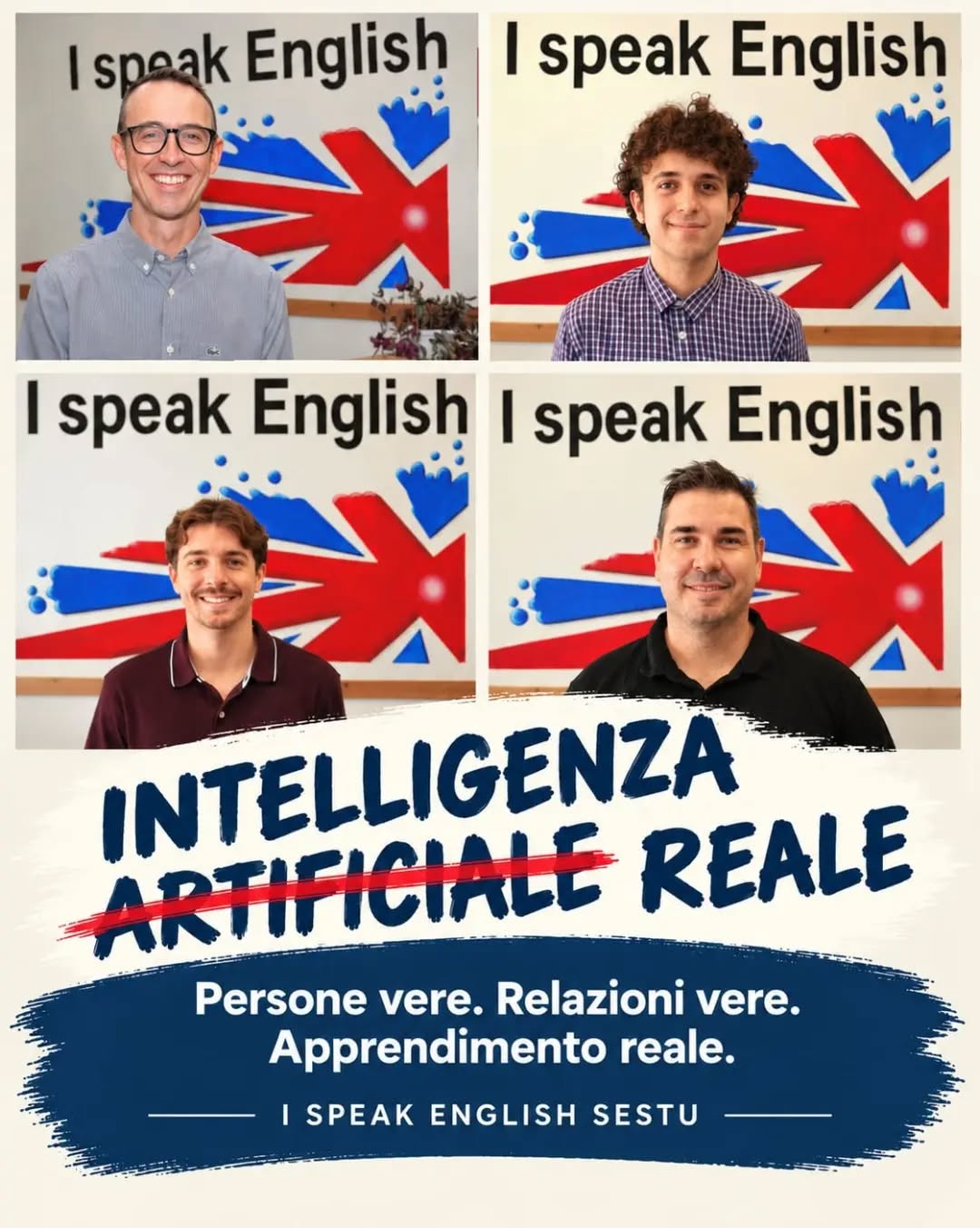 INTELLIGENZA REALE.

L’intelligenza artificiale offre nuove possibilità per imparare una lingua. Ma uno strumento, da solo, non conosce il percorso di chi ha davanti.

Un insegnante sa riconoscere le difficoltà, capire quando è il momento di stimolare e quando è necessario cambiare approccio. Sa trasformare un errore in un’occasione per imparare e aiutare ogni studente a trovare la propria strada.

Perché insegnare non significa soltanto trasmettere conoscenze, ma saper leggere le persone, valorizzarne il potenziale e accompagnarle nei loro progressi.

La tecnologia può offrire strumenti. L’intelligenza reale sta anche nel saperli usare.

Vieni a conoscere il nostro approccio all’apprendimento dell’inglese.